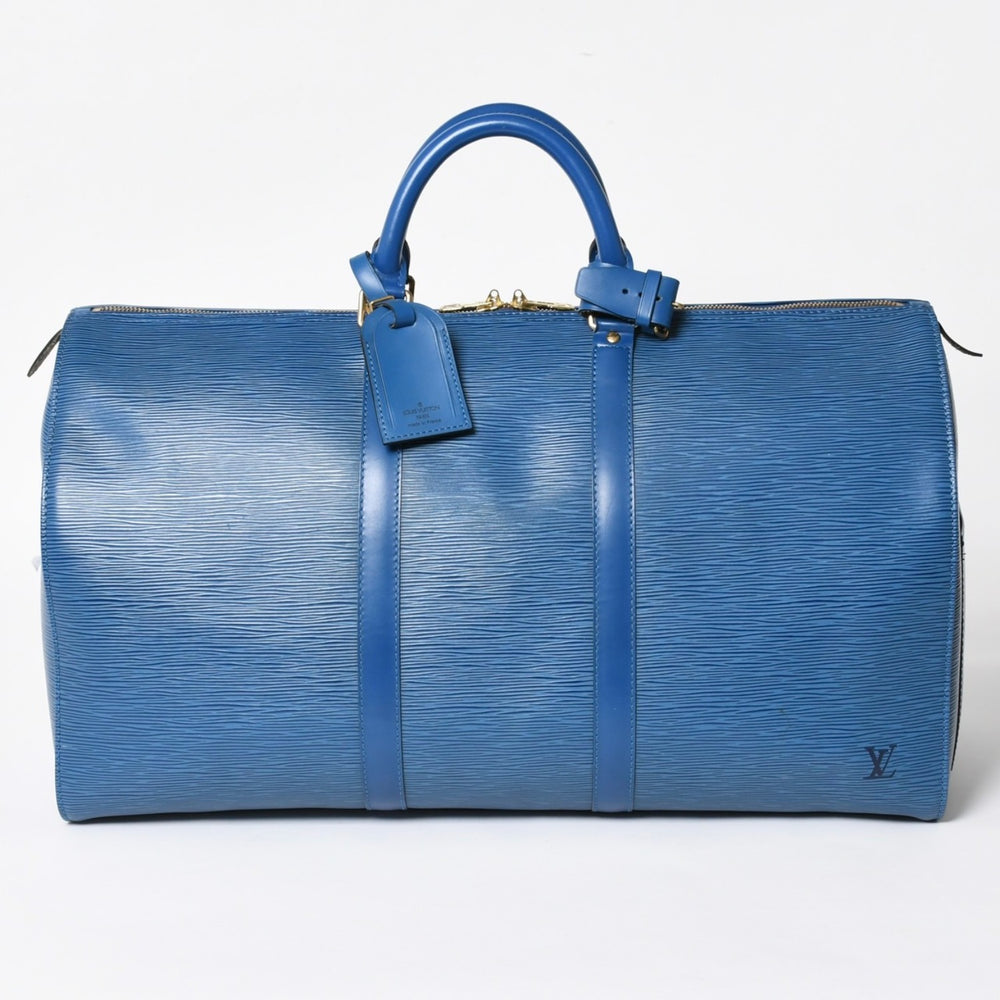 LOUIS VUITTON ルイヴィトン ボストンバッグ エピ M42965 キーポル50 ブルー レザー PVC ゴールド金具 美品 中古 4a004515