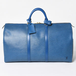 LOUIS VUITTON ルイヴィトン ボストンバッグ エピ M42965 キーポル50 ブルー レザー PVC ゴールド金具 美品 中古 4a004515