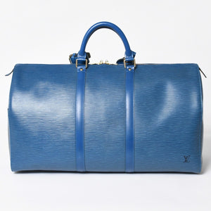 LOUIS VUITTON ルイヴィトン ボストンバッグ エピ M42965 キーポル50 ブルー レザー PVC ゴールド金具 美品 中古 4a004515