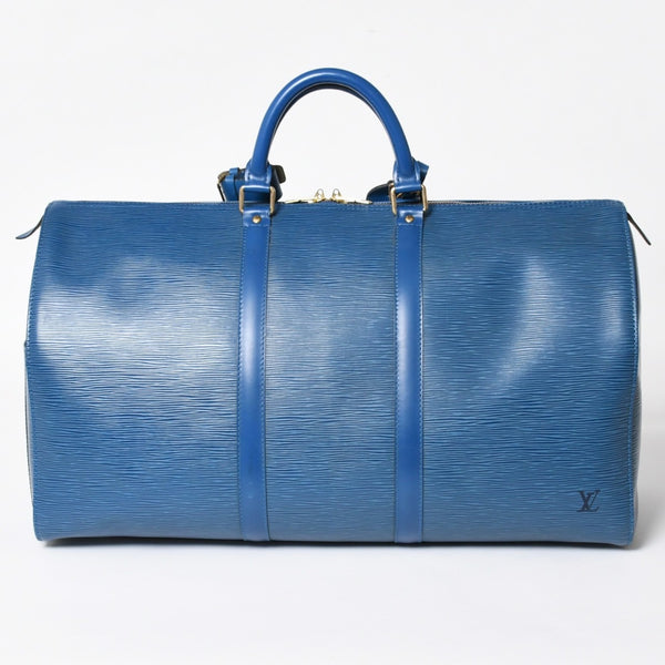 LOUIS VUITTON ルイヴィトン ボストンバッグ エピ M42965 キーポル50 ブルー レザー PVC ゴールド金具 美品 中古 4a004515