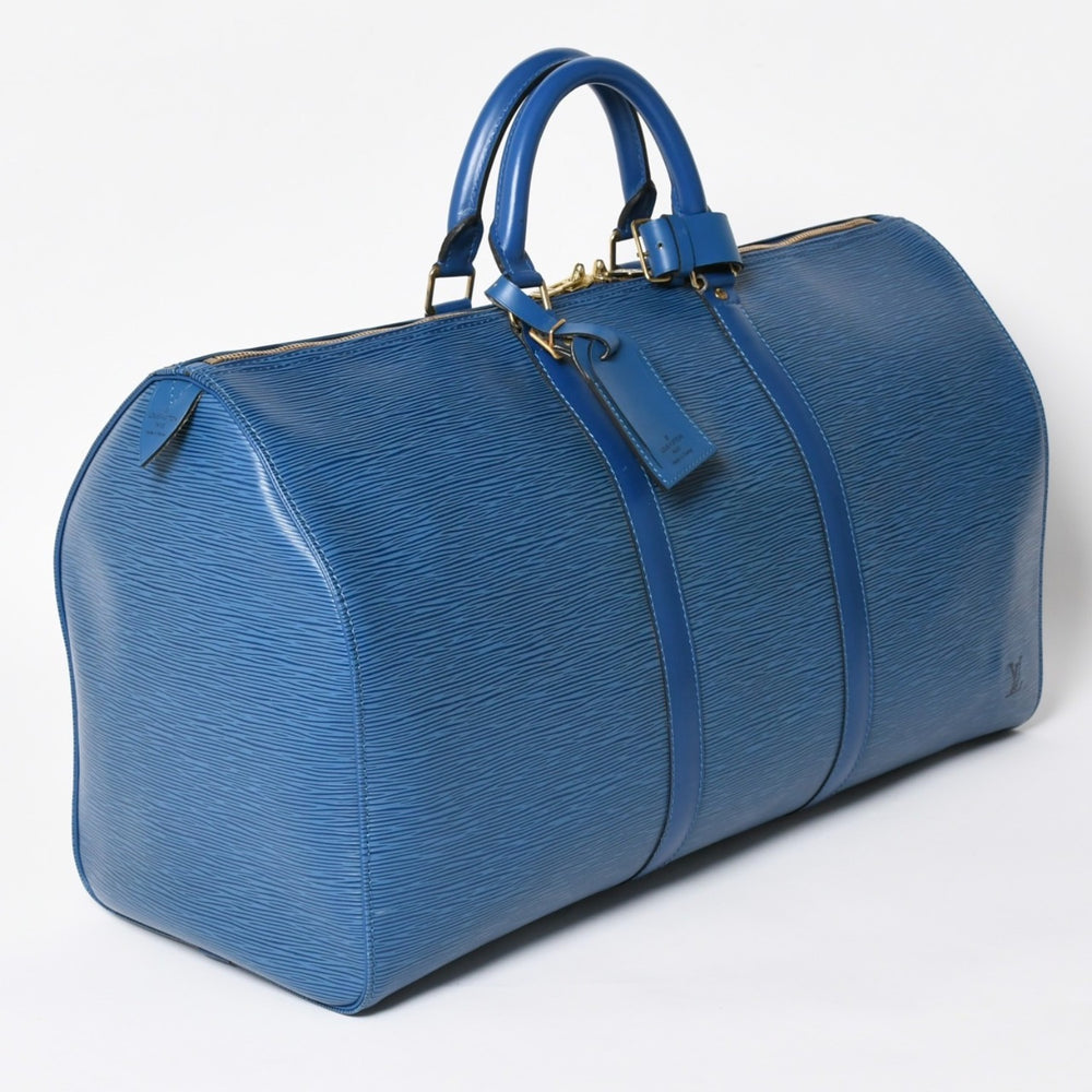 LOUIS VUITTON ルイヴィトン ボストンバッグ エピ M42965 キーポル50 ブルー レザー PVC ゴールド金具 美品 中古 4a004515