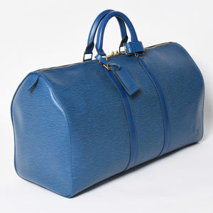 LOUIS VUITTON ルイヴィトン ボストンバッグ エピ M42965 キーポル50 ブルー レザー PVC ゴールド金具 美品 中古 4a004515