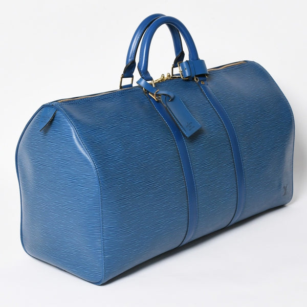 LOUIS VUITTON ルイヴィトン ボストンバッグ エピ M42965 キーポル50 ブルー レザー PVC ゴールド金具 美品 中古 4a004515