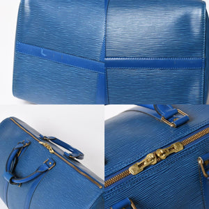 LOUIS VUITTON ルイヴィトン ボストンバッグ エピ M42965 キーポル50 ブルー レザー PVC ゴールド金具 美品 中古 4a004515