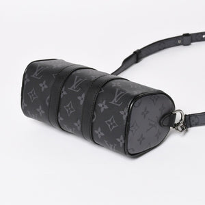 極美品 LOUIS VUITTON ルイヴィトン ハンドバッグ ショルダーバッグ キーポルXS 2WAY ブラック グレー M45947 中古 4a004671