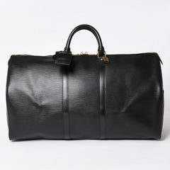 Very Good Condition LOUIS VUITTON Boston Bag Travel Bag M59052 Keepall 55 Black Epi Leather Gold Hardware Used 4a004514