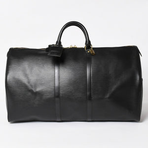 Very Good Condition LOUIS VUITTON Boston Bag Travel Bag M59052 Keepall 55 Black Epi Leather Gold Hardware Used 4a004514