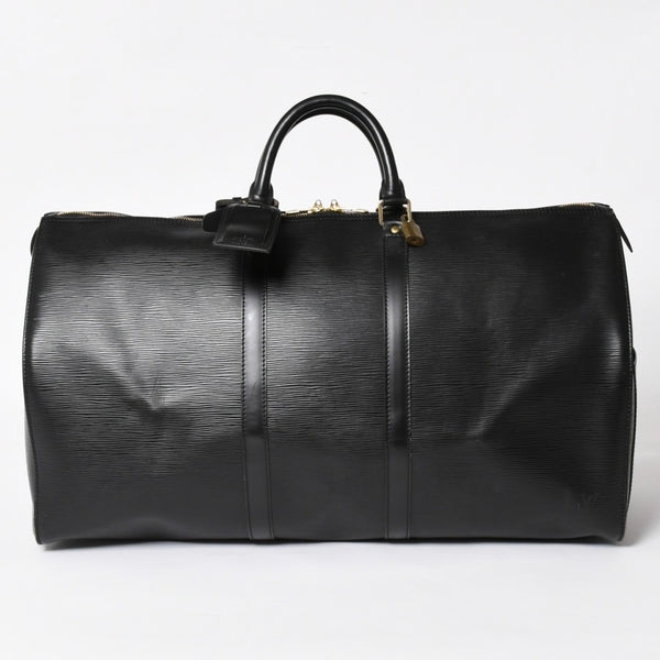 Very Good Condition LOUIS VUITTON Boston Bag Travel Bag M59052 Keepall 55 Black Epi Leather Gold Hardware Used 4a004514