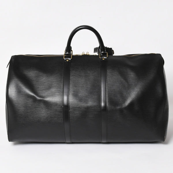 Very Good Condition LOUIS VUITTON Boston Bag Travel Bag M59052 Keepall 55 Black Epi Leather Gold Hardware Used 4a004514