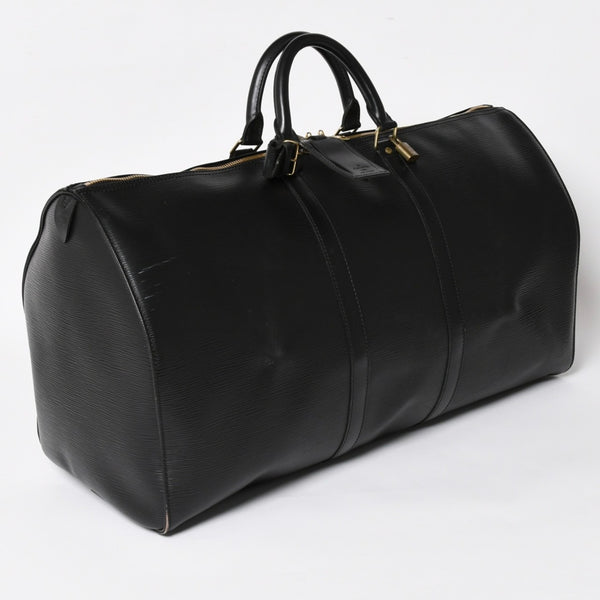 Very Good Condition LOUIS VUITTON Boston Bag Travel Bag M59052 Keepall 55 Black Epi Leather Gold Hardware Used 4a004514