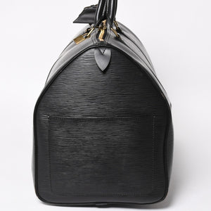 Very Good Condition LOUIS VUITTON Boston Bag Travel Bag M59052 Keepall 55 Black Epi Leather Gold Hardware Used 4a004514
