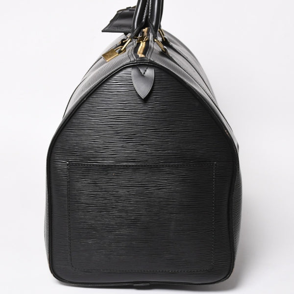 Very Good Condition LOUIS VUITTON Boston Bag Travel Bag M59052 Keepall 55 Black Epi Leather Gold Hardware Used 4a004514