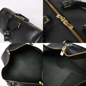 Very Good Condition LOUIS VUITTON Boston Bag Travel Bag M59052 Keepall 55 Black Epi Leather Gold Hardware Used 4a004514