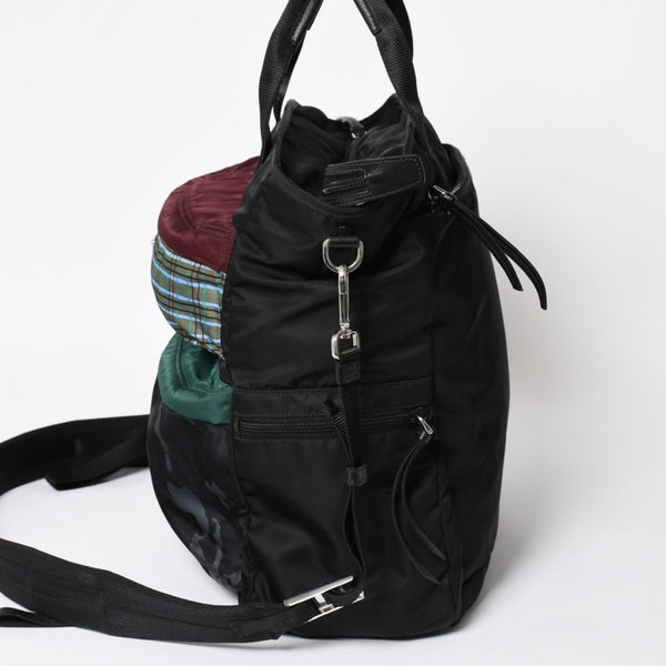 極美品 PRADA プラダ テスート メッセンジャーバッグ トートバッグ ブラック 迷彩柄 マルチカラー 2VG040 中古 4a004681