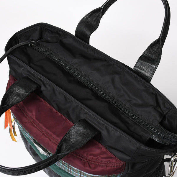 極美品 PRADA プラダ テスート メッセンジャーバッグ トートバッグ ブラック 迷彩柄 マルチカラー 2VG040 中古 4a004681