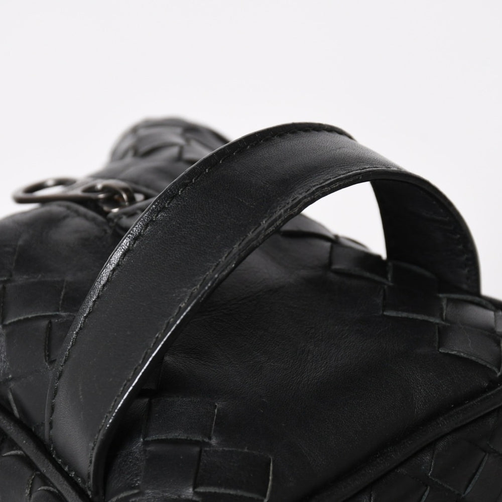 BOTTEGA VENETA Intrecciato Travel Pouch Second Bag Black Leather Good Condition Used 4a004676