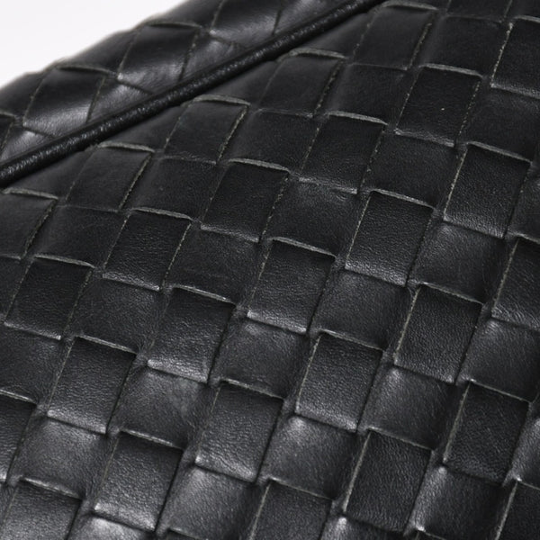 BOTTEGA VENETA ボッテガヴェネタ イントレチャート トラベルポーチ セカンドバッグ ブラック レザー 美品 中古 4a004676