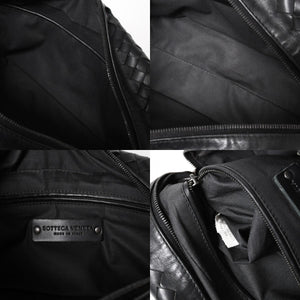 BOTTEGA VENETA ボッテガヴェネタ イントレチャート トラベルポーチ セカンドバッグ ブラック レザー 美品 中古 4a004676