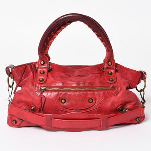 BALENCIAGA バレンシアガ ザ・ファースト ハンドバッグ ショルダーバッグ 2WAY バッグ レッド ブロンズ金具 103208 良品 中古 4a004684