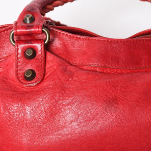 BALENCIAGA バレンシアガ ザ・ファースト ハンドバッグ ショルダーバッグ 2WAY バッグ レッド ブロンズ金具 103208 良品 中古 4a004684
