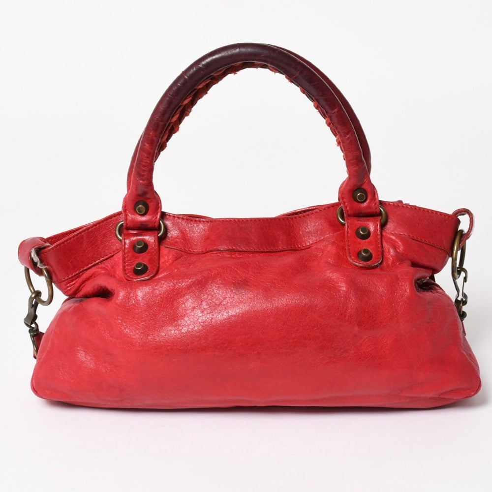 BALENCIAGA バレンシアガ ザ・ファースト ハンドバッグ ショルダーバッグ 2WAY バッグ レッド ブロンズ金具 103208 良品 中古 4a004684