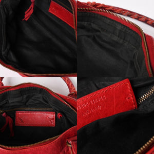 BALENCIAGA バレンシアガ ザ・ファースト ハンドバッグ ショルダーバッグ 2WAY バッグ レッド ブロンズ金具 103208 良品 中古 4a004684