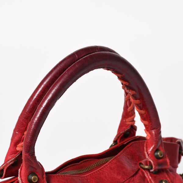 BALENCIAGA バレンシアガ ザ・ファースト ハンドバッグ ショルダーバッグ 2WAY バッグ レッド ブロンズ金具 103208 良品 中古 4a004684