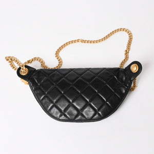 CHANEL シャネル マトラッセ ハートチェーン ウエストバッグ ミニバムバッグ AP3761 ランダム品番 ラムスキン ブラック ゴールド金具 美品 中古 4a004992