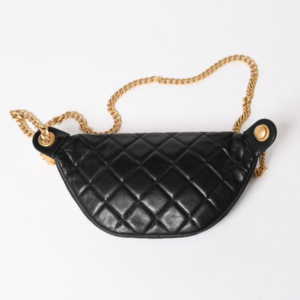 CHANEL シャネル マトラッセ ハートチェーン ウエストバッグ ミニバムバッグ AP3761 ランダム品番 ラムスキン ブラック ゴールド金具 美品 中古 4a004992