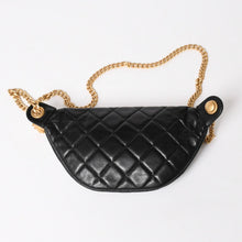 画像をギャラリービューアに読み込む, CHANEL シャネル マトラッセ ハートチェーン ウエストバッグ ミニバムバッグ AP3761 ランダム品番 ラムスキン ブラック ゴールド金具 美品 中古 4a004992