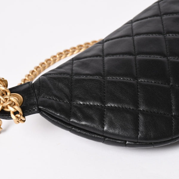 CHANEL シャネル マトラッセ ハートチェーン ウエストバッグ ミニバムバッグ AP3761 ランダム品番 ラムスキン ブラック ゴールド金具 美品 中古 4a004992