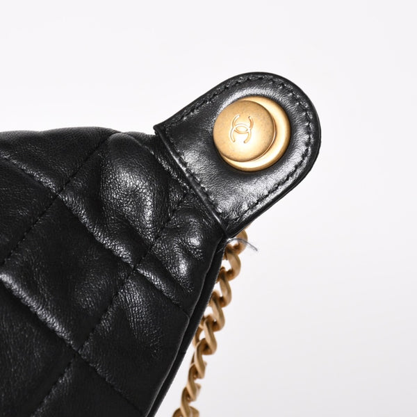 CHANEL シャネル マトラッセ ハートチェーン ウエストバッグ ミニバムバッグ AP3761 ランダム品番 ラムスキン ブラック ゴールド金具 美品 中古 4a004992