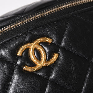 CHANEL シャネル マトラッセ ハートチェーン ウエストバッグ ミニバムバッグ AP3761 ランダム品番 ラムスキン ブラック ゴールド金具 美品 中古 4a004992