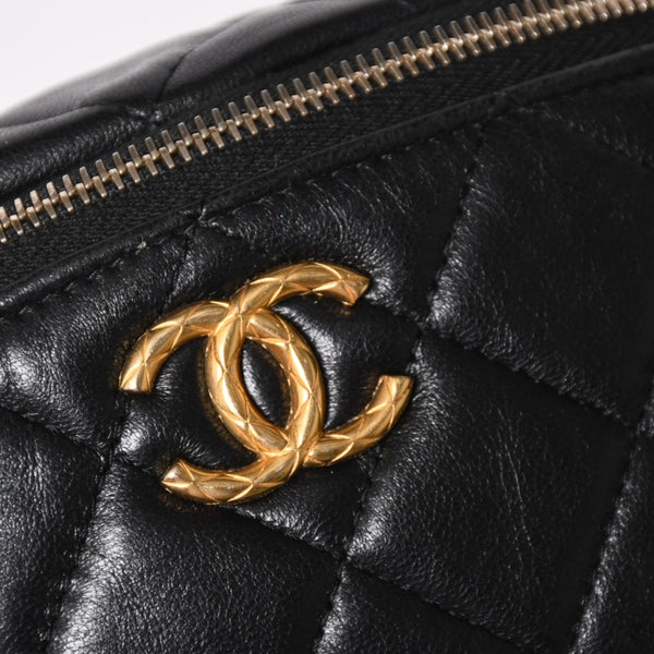 CHANEL シャネル マトラッセ ハートチェーン ウエストバッグ ミニバムバッグ AP3761 ランダム品番 ラムスキン ブラック ゴールド金具 美品 中古 4a004992