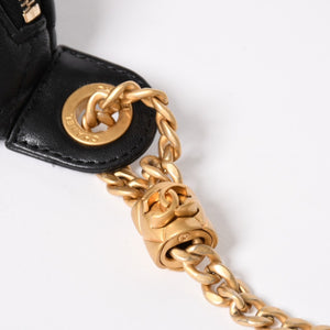 CHANEL シャネル マトラッセ ハートチェーン ウエストバッグ ミニバムバッグ AP3761 ランダム品番 ラムスキン ブラック ゴールド金具 美品 中古 4a004992