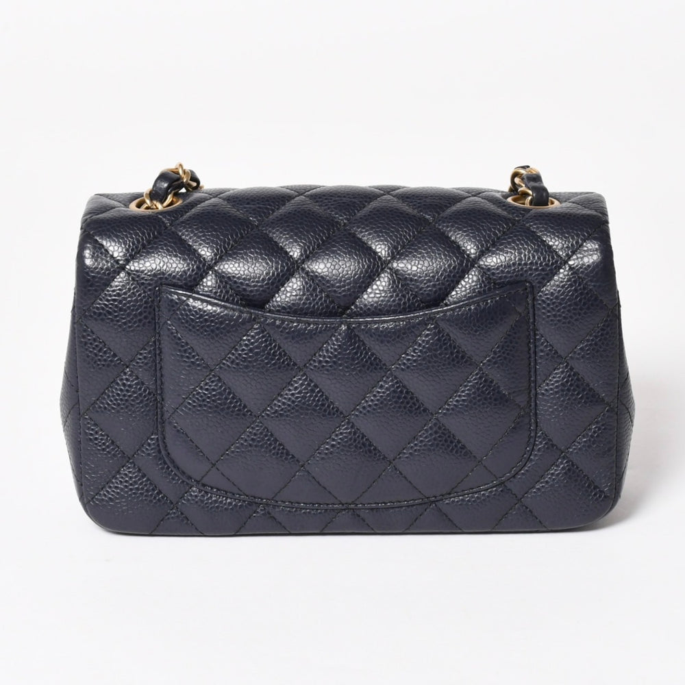 極美品 CHANEL シャネル ミニマトラッセ20 Sフラップ Sチェーンショルダーストラップ 21番台 ココマーク キャビアスキン ネイビー ゴールド金具 中古 4a004994