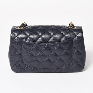 極美品 CHANEL シャネル ミニマトラッセ20 Sフラップ Sチェーンショルダーストラップ 21番台 ココマーク キャビアスキン ネイビー ゴールド金具 中古 4a004994