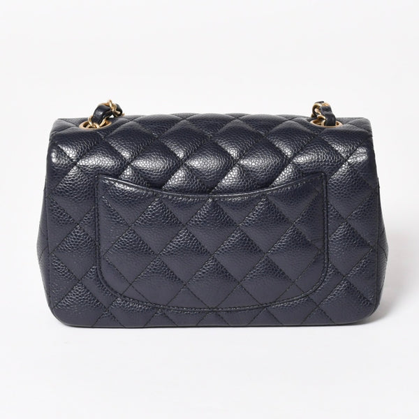 極美品 CHANEL シャネル ミニマトラッセ20 Sフラップ Sチェーンショルダーストラップ 21番台 ココマーク キャビアスキン ネイビー ゴールド金具 中古 4a004994