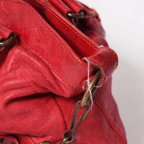 BALENCIAGA バレンシアガ ザ・ファースト ハンドバッグ ショルダーバッグ 2WAY バッグ レッド ブロンズ金具 103208 良品 中古 4a004684
