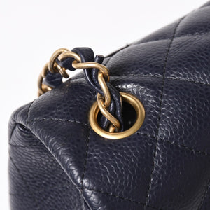極美品 CHANEL シャネル ミニマトラッセ20 Sフラップ Sチェーンショルダーストラップ 21番台 ココマーク キャビアスキン ネイビー ゴールド金具 中古 4a004994
