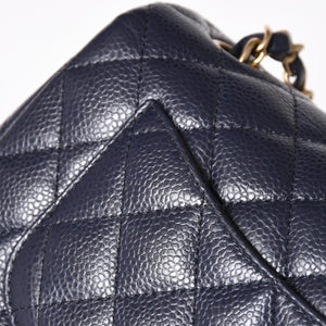 極美品 CHANEL シャネル ミニマトラッセ20 Sフラップ Sチェーンショルダーストラップ 21番台 ココマーク キャビアスキン ネイビー ゴールド金具 中古 4a004994