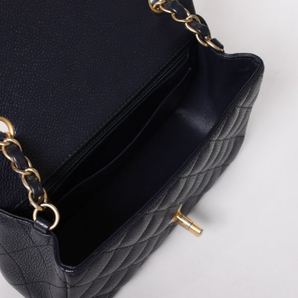 極美品 CHANEL シャネル ミニマトラッセ20 Sフラップ Sチェーンショルダーストラップ 21番台 ココマーク キャビアスキン ネイビー ゴールド金具 中古 4a004994