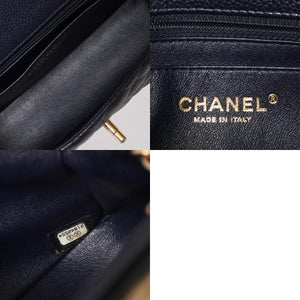 極美品 CHANEL シャネル ミニマトラッセ20 Sフラップ Sチェーンショルダーストラップ 21番台 ココマーク キャビアスキン ネイビー ゴールド金具 中古 4a004994