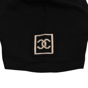CHANEL Knit Short Sleeve Tops Knit T-shirt P21671V01329 Size 42 Coco Mark Cotton Black Good Condition Used 4a004812