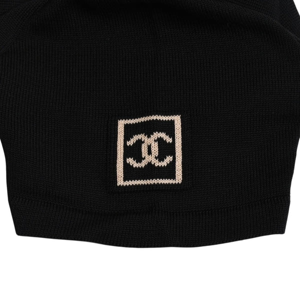 CHANEL Knit Short Sleeve Tops Knit T-shirt P21671V01329 Size 42 Coco Mark Cotton Black Good Condition Used 4a004812