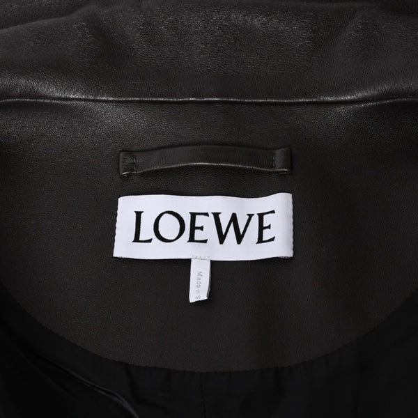 LOEWE ロエベ シングルブレスト レザーロングコート S540Y18L61 ブラウン ラムナッパレザー アウター 32サイズ スペイン製 美品 中古 4a004695