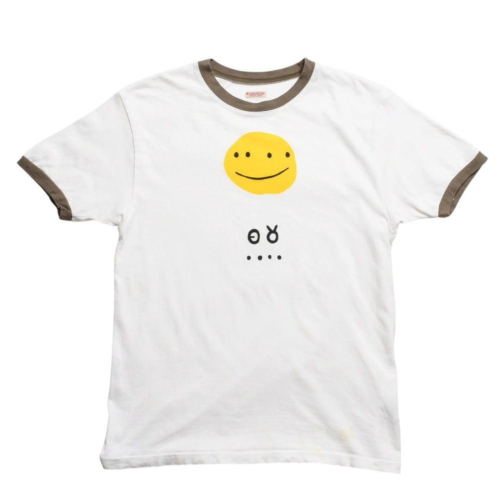 KAPITAL キャピタル 20 天竺 スマイル 半袖Tシャツ K2204SC102 JAPAN製 コットン ホワイト ブラウン サイズ2 美品 中古 4c073560