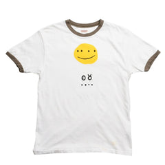 KAPITAL Capital 20 Jersey Smile Short Sleeve T-Shirt K2204SC102 Made in JAPAN Cotton White Brown Size 2 Good Condition Used 4c073560