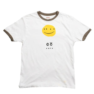 KAPITAL Capital 20 Jersey Smile Short Sleeve T-Shirt K2204SC102 Made in JAPAN Cotton White Brown Size 2 Good Condition Used 4c073560