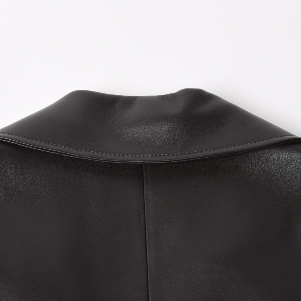 LOEWE Single Breasted Leather Long Coat S540Y18L61 Brown Lamb Nappa Leather Outerwear Size 32 Made in Spain Good Condition Used 4a004695